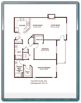 2 Bedroom Floor Plan - Plan D4