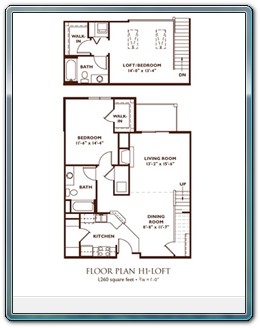 2 Bedroom Floor Plan - Plan H1-Loft