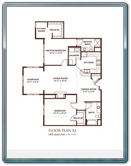 2 Bedroom Floor Plan - Plan K1